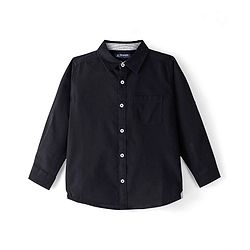 Pine Kids Cotton Woven Full Sleeves Solid Colour Shirt - Black