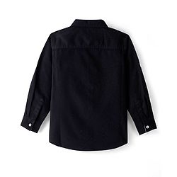 Pine Kids Cotton Woven Full Sleeves Solid Colour Shirt - Black