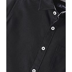 Pine Kids Cotton Woven Full Sleeves Solid Colour Shirt - Black