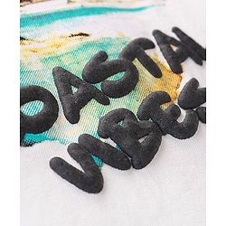 Pine Kids Cotton Half Sleeves T-Shirt With Coastal Vibes Print - Snow White