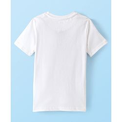 Pine Kids 100% Cotton Knit Half Sleeves T-Shirt Motorcycle Print - Snow White