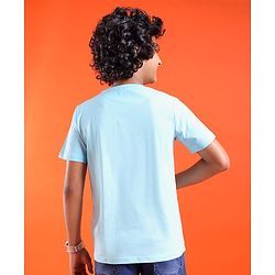 Pine Kids  Cotton Knit Half Sleeves T-Shirt with Robot Print - Blue