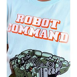 Pine Kids  Cotton Knit Half Sleeves T-Shirt with Robot Print - Blue