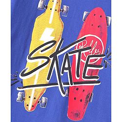 Pine Kids Cotton Knit Half Sleeves T-Shirt Skateboard Print - Dazzling Blue