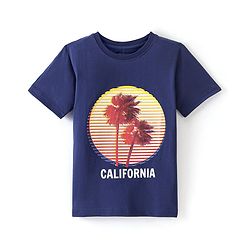 Pine Kids Cotton Knit Half Sleeves Sun Set Theme Print T-Shirt - Blue