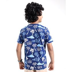 Pine Kids Cotton Knit Half Sleeves T-Shirt Beach Print - Limoges