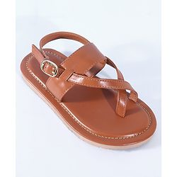 Pine Kids Ethnic Wear Sandals with Buckle Closure -  Brown