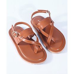 Pine Kids Ethnic Wear Sandals with Buckle Closure -  Brown