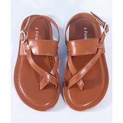 Pine Kids Ethnic Wear Sandals with Buckle Closure -  Brown
