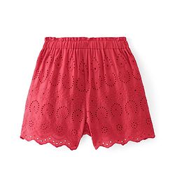Pine Kids Cotton Woven Mid Thigh Length Schiffli Shorts-Pink
