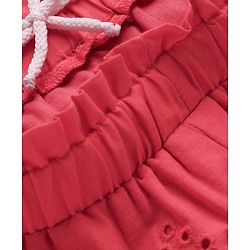 Pine Kids Cotton Woven Mid Thigh Length Schiffli Shorts-Pink