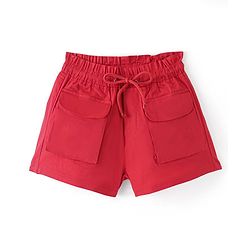 Pine Kids Cotton Woven Mid Thigh Solid Color Shorts  - Red