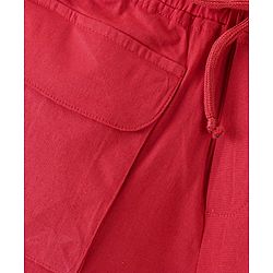 Pine Kids Cotton Woven Mid Thigh Solid Color Shorts  - Red