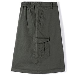 Pine Kids Cotton Woven Strechable Mid Calf Length Solid Skirt with Cargo Pockets - Olive Green