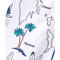 Pine Kids Knit Half Sleeves Night Suit With Beach Print - Snow White