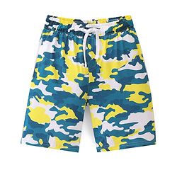 Pine Kids Cotton Knit Half Sleeves Night Suit With Camouflage Print - Navy Blue & Yellow