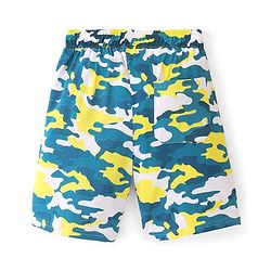 Pine Kids Cotton Knit Half Sleeves Night Suit With Camouflage Print - Navy Blue & Yellow