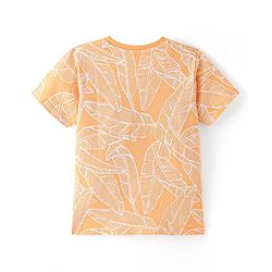 Pine Kids 100% Cotton Knit Half Sleeves Night Suit Leaf Print - Multicolor