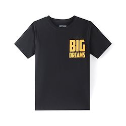 Pine Kids 100% Cotton Knit Half Sleeves Night Suit With Text & Dino Print - Black