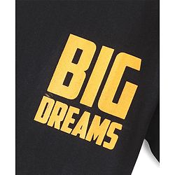 Pine Kids 100% Cotton Knit Half Sleeves Night Suit With Text & Dino Print - Black