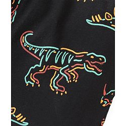 Pine Kids 100% Cotton Knit Half Sleeves Night Suit With Text & Dino Print - Black