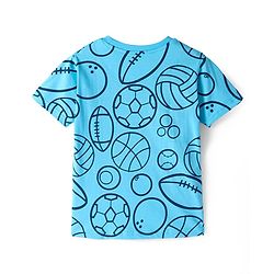 Pine Kids Single Jersey Knit Half Sleeves Text & Ball Printed Night Suit - Light Blue