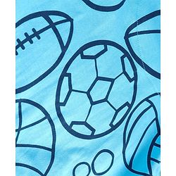 Pine Kids Single Jersey Knit Half Sleeves Text & Ball Printed Night Suit - Light Blue