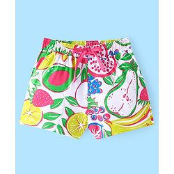 Pine Kids Cotton Knit Frill Sleeves Night Suit With Fruits Print - Multicolor