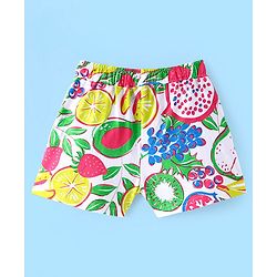 Pine Kids Cotton Knit Frill Sleeves Night Suit With Fruits Print - Multicolor