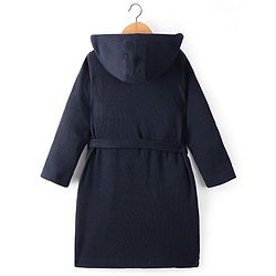 Pine Kids Cotton Full Sleeves Solid Bath Robe with Hood - Navy Blue