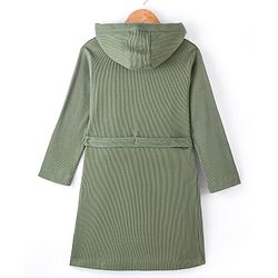 Pine Kids Bath Robe with Hood Full Sleeves - Olive Green