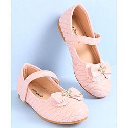 Pine Kids Ballerina with Velcro Closure & Bow Applique- Pink
