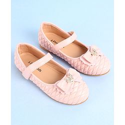Pine Kids Ballerina with Velcro Closure & Bow Applique- Pink