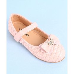 Pine Kids Ballerina with Velcro Closure & Bow Applique- Pink