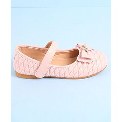 Pine Kids Ballerina with Velcro Closure & Bow Applique- Pink