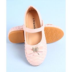 Pine Kids Ballerina with Velcro Closure & Bow Applique- Pink
