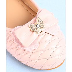 Pine Kids Ballerina with Velcro Closure & Bow Applique- Pink