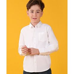 Pine Kids Cotton Woven Full Sleeves Solid Color Shirt - White