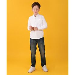 Pine Kids Cotton Woven Full Sleeves Solid Color Shirt - White