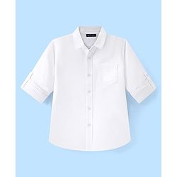 Pine Kids Cotton Woven Full Sleeves Solid Color Shirt - White