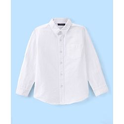 Pine Kids Cotton Woven Full Sleeves Solid Color Shirt - White