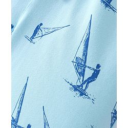 Pine Kids 100% Cotton Knit Above Knee Length Shorts Windsurfing Print  - Blue