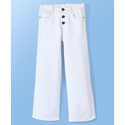 Pine Kids Denim Woven Washed  Ankle Length Jeans - White