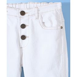 Pine Kids Denim Woven Washed  Ankle Length Jeans - White
