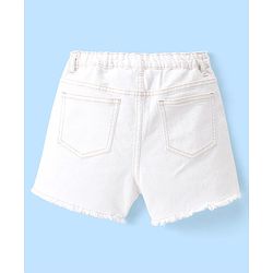 Pine Kids Cotton Blend Mid Thigh Length Solid Color Denim Shorts - White