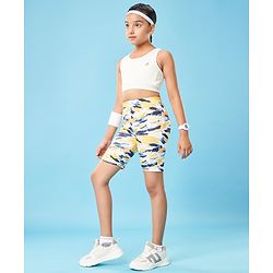 Pine Active Super Stretch Cycling Shorts Abstract Print-Yellow