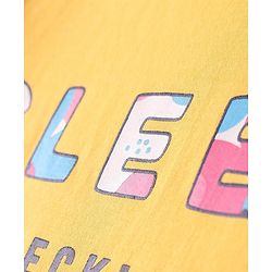 Pine Kids Cotton Knit Half Sleeves Night Gown Text Print - Yellow