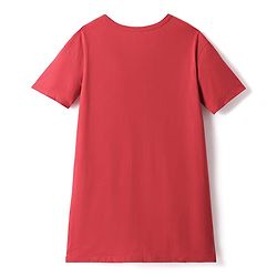 Pine Kids 100% Cotton Knit Half Sleeves Nighty With Flower Print - Red