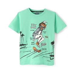 Pine Kids Cotton Half Sleeves T-Shirt Skating Print - Spring Bud
