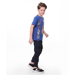 Pine Kids Marvel 100% Cotton Knit Half Sleeves T-Shirt Avengers Print - Navy Blue